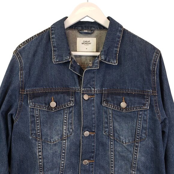 Cheap Monday Denim Button Front Trucker Jacket Size Medium - Picture 4 of 6